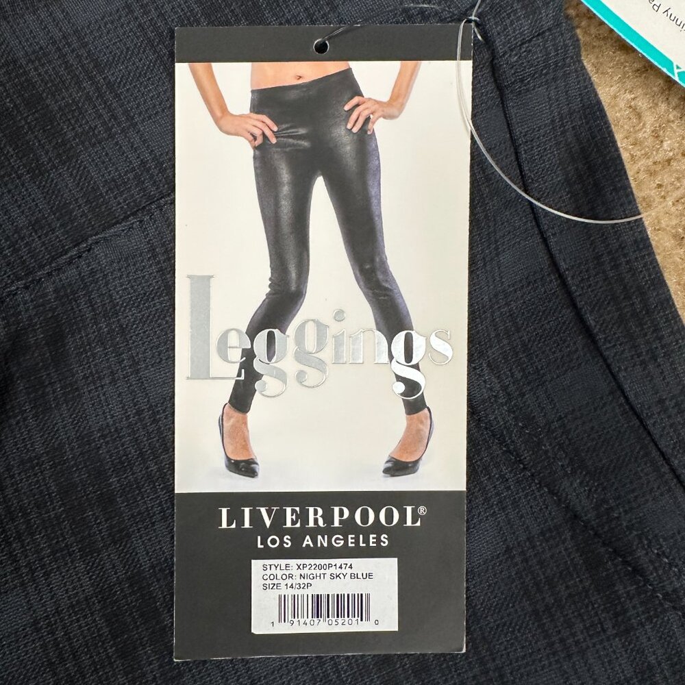 Liverpool NWT Kennedy Printed Skinny Pant Leggings Navy Plaid 14P / 32 Blue - Picture 3 of 8